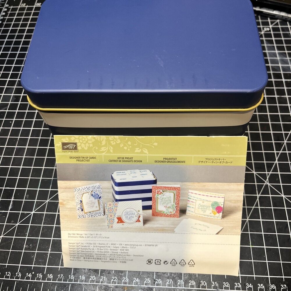 Stampin’Up! Designer Tin of Cards Project Kit with Striped Tin 141651, NEW